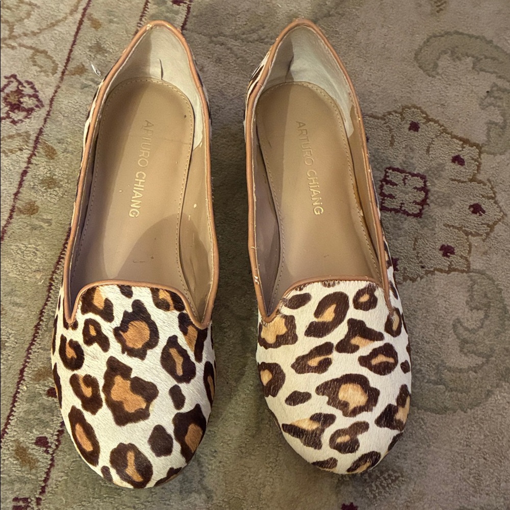 Arturo Chiang Brown Leopard Pony Hair Flats